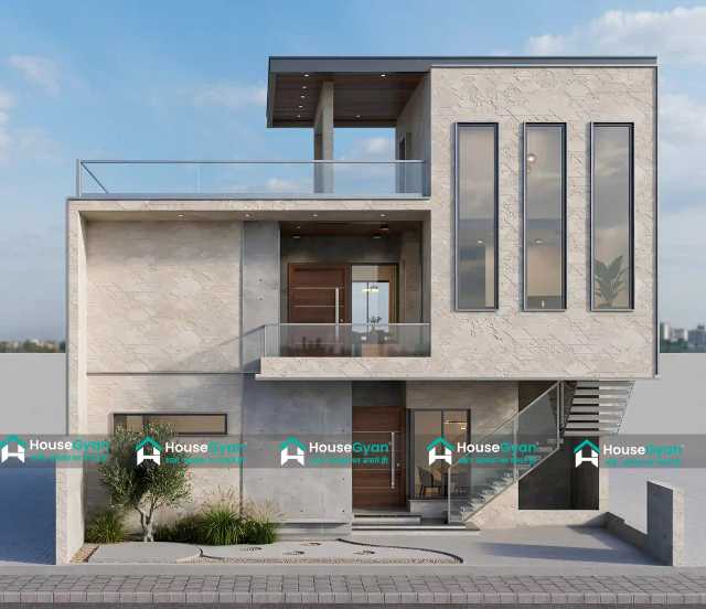 42x60 G+1 Modern Luxury House Front Elevation Design 42x60 G+1 Modern Luxury House Front Elevation Design